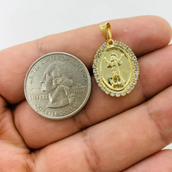 CZ Baby Jesus Necklace Yellow Gold Filled Divino Nino Necklace for Womens 20" - Picture 8 of 9